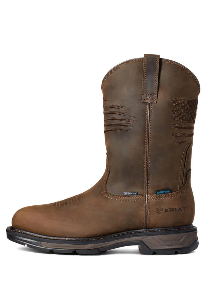 Ariat 10036002 Mens WorkHog XT Patriot Waterproof Carbon Toe Work Boot Brown