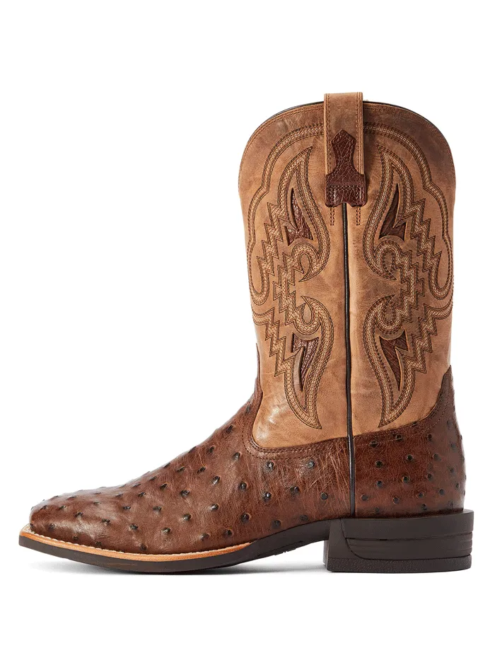 Ariat 10042475 Mens Dagger Full Quill Ostrich Western Boot Dark Tabac Tannin