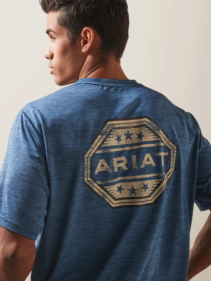 Ariat 10043769 Mens Charger Stamp T-Shirt Sky Fall Blue