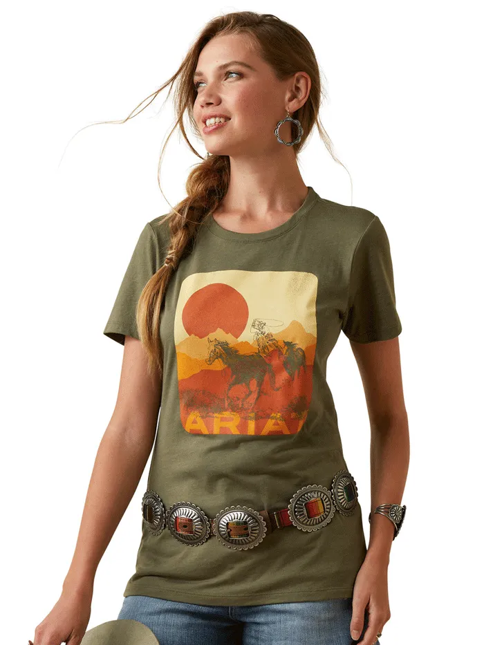 Ariat 10045466 Womens Mustang Fever Short Sleeve Tee Military Heather