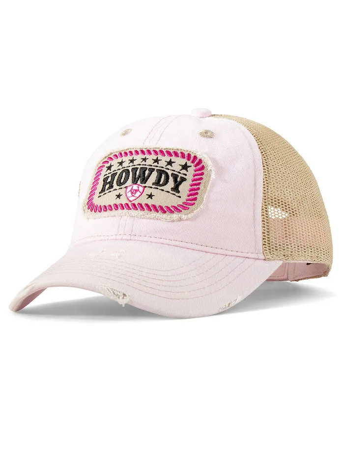 Ariat A300084624 Womens Howdy Distressed Patch Cap Light Pink