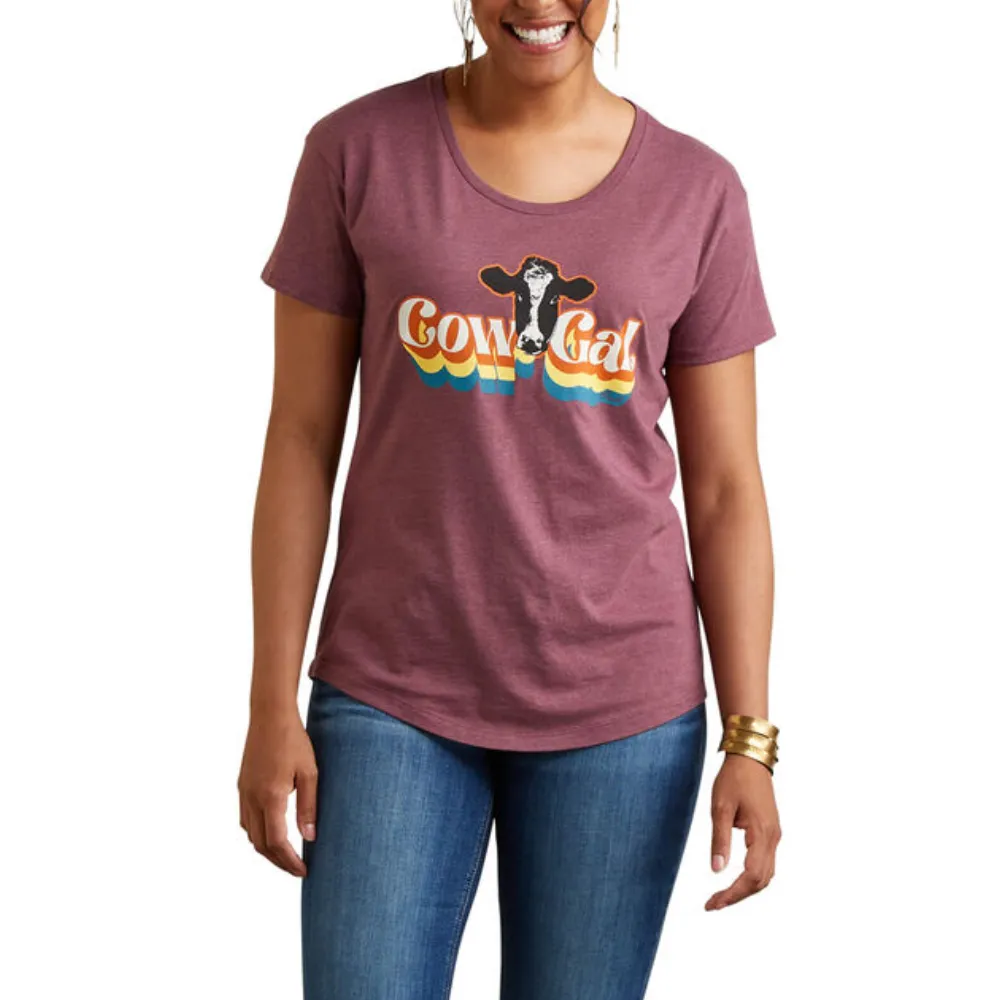 Ariat Womens Cow Gal T-Shirt In Burgundy Heather | Buy Now