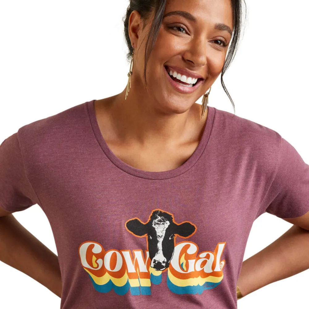 Ariat Womens Cow Gal T-Shirt In Burgundy Heather | Buy Now