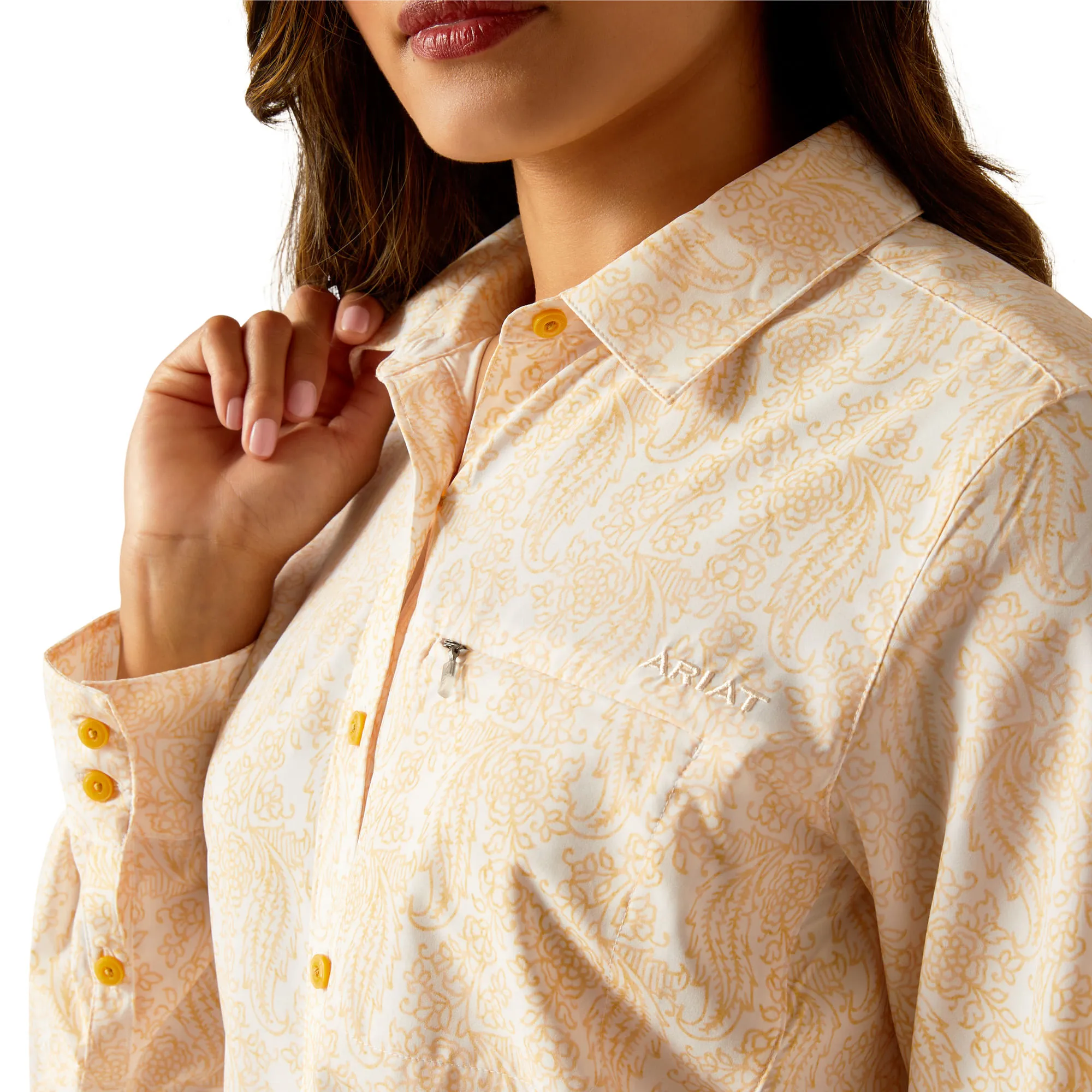 Ariat Womens VentTEK Yellow Paisley Long Sleeve Shirt