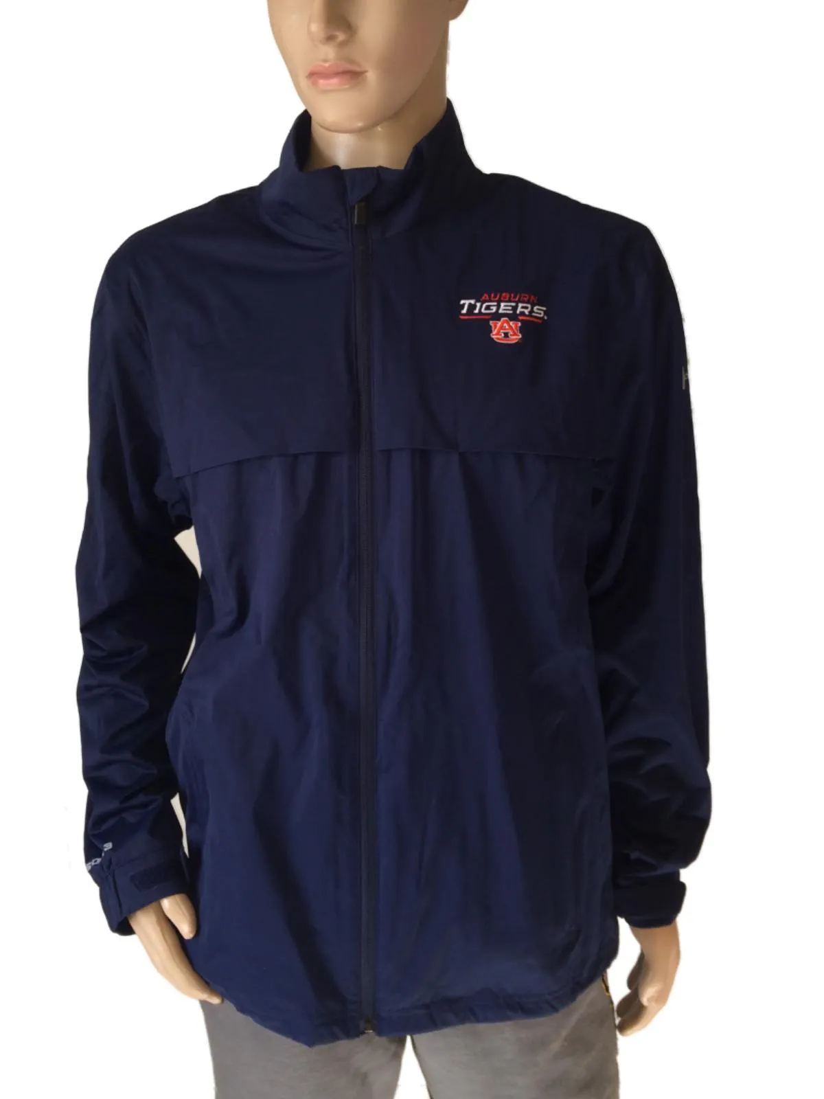 Auburn Tigers Under Armour Storm3 Blue Full Zip Golf Jacket with Pockets (L)