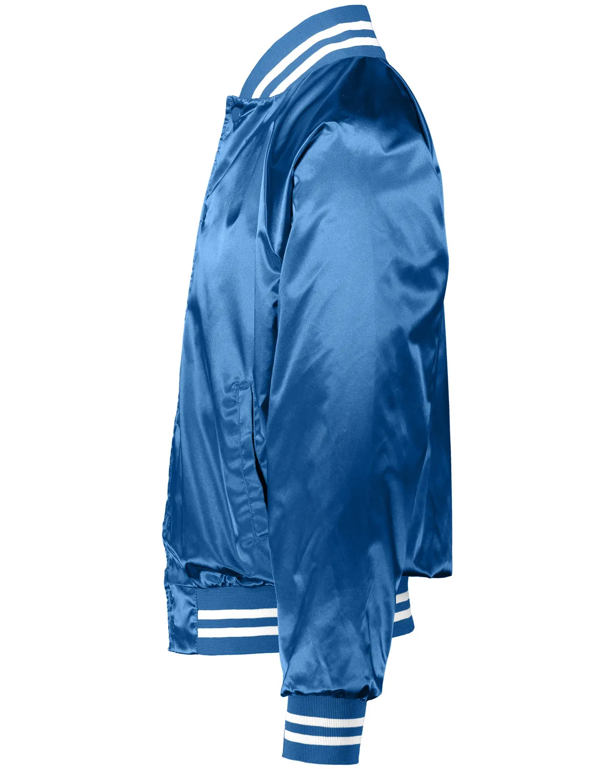 Augusta Sportswear 3610 Satin Baseball Jacket Striped Trim SKU: 3610