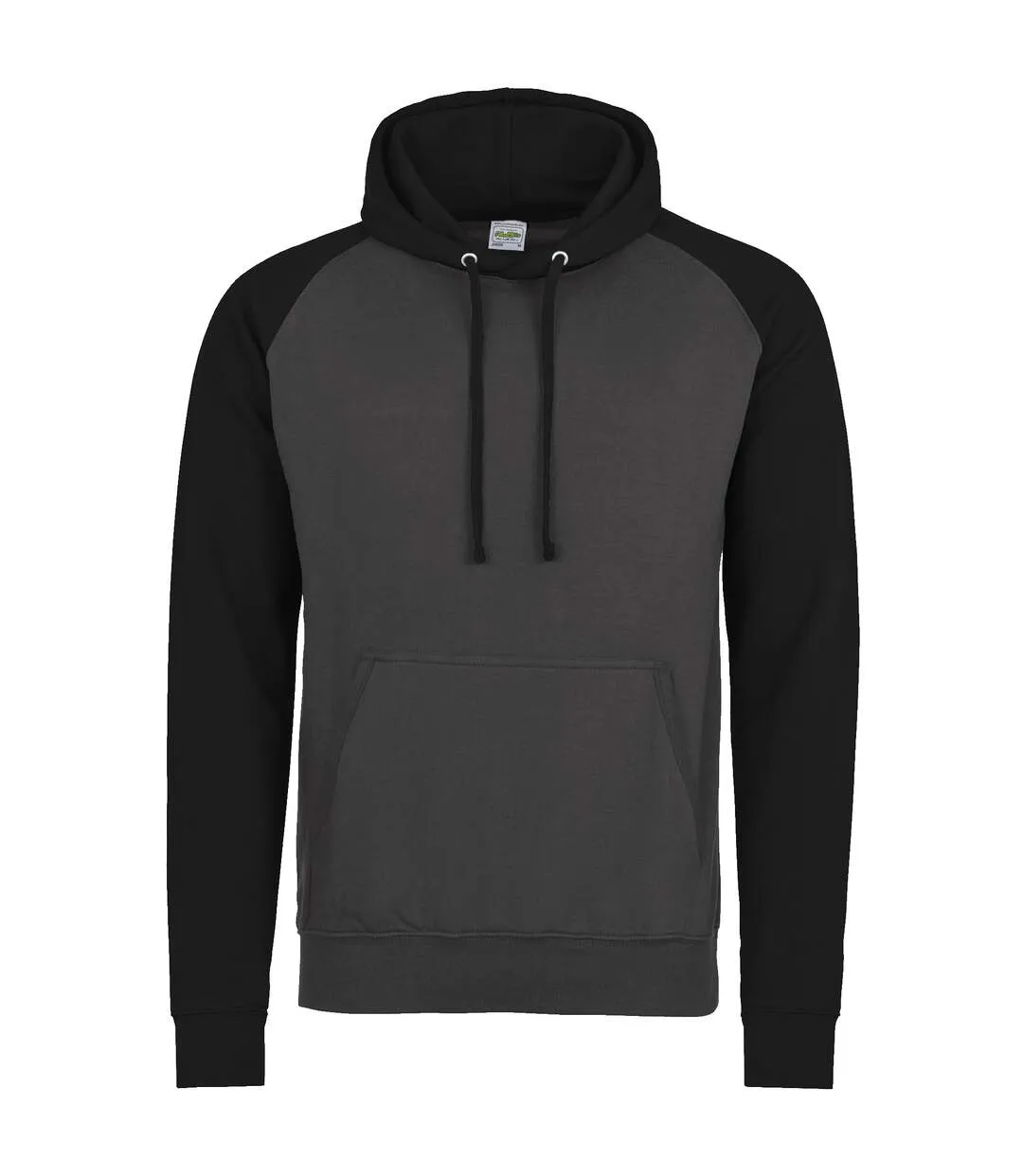 Awdis Just Hoods Adults Unisex Two Tone Hooded Baseball Sweatshirt/Hoodie (Charcoal/Jet Black) - UTRW3928