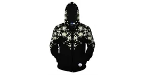 Black White Flower Floral Long Sleeves Mens Jacket Winter Hooded Hoodies