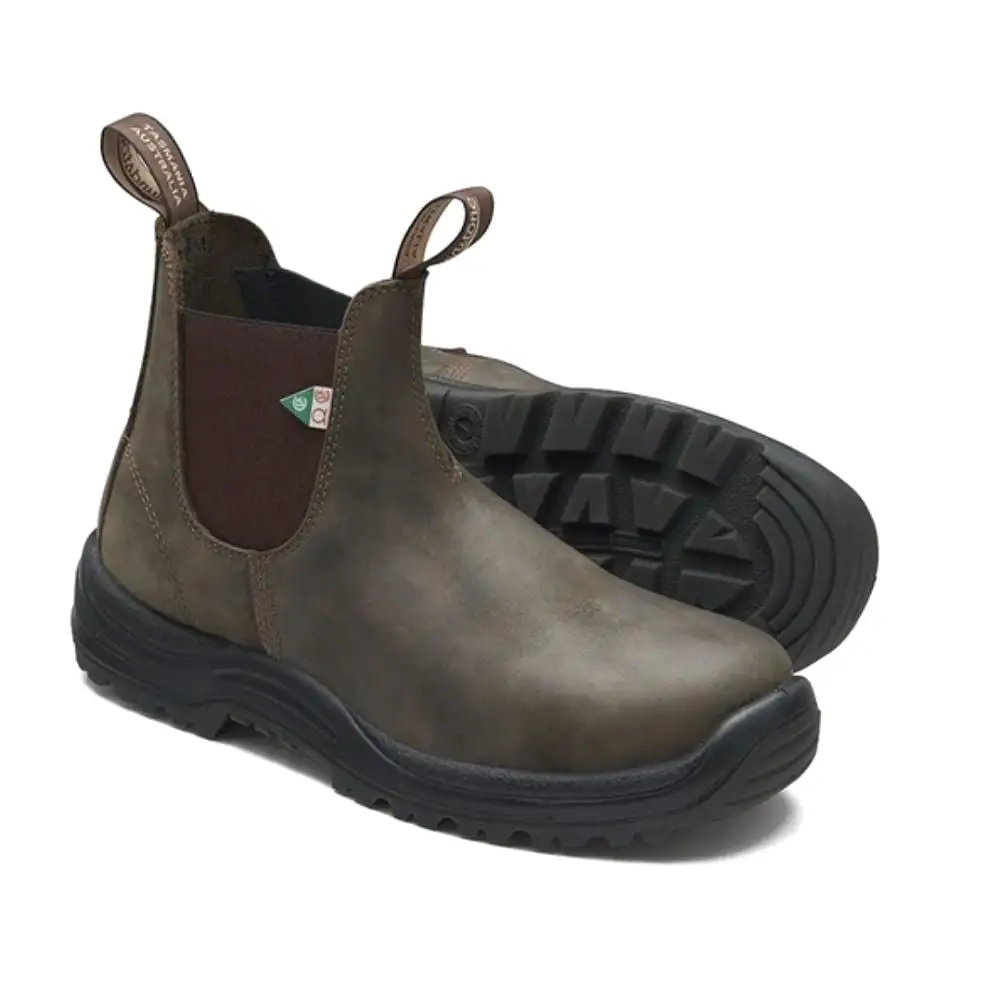 Blundstone 180 Waxy Rustic Brown Unisex Slip-on Steel Toe Work & Safety Boot