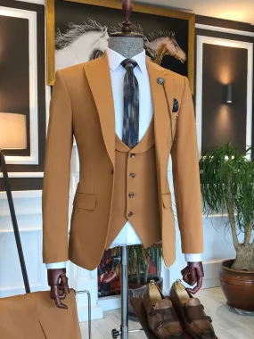 Bojoni Camel Slim-Fit Suit 3-Piece