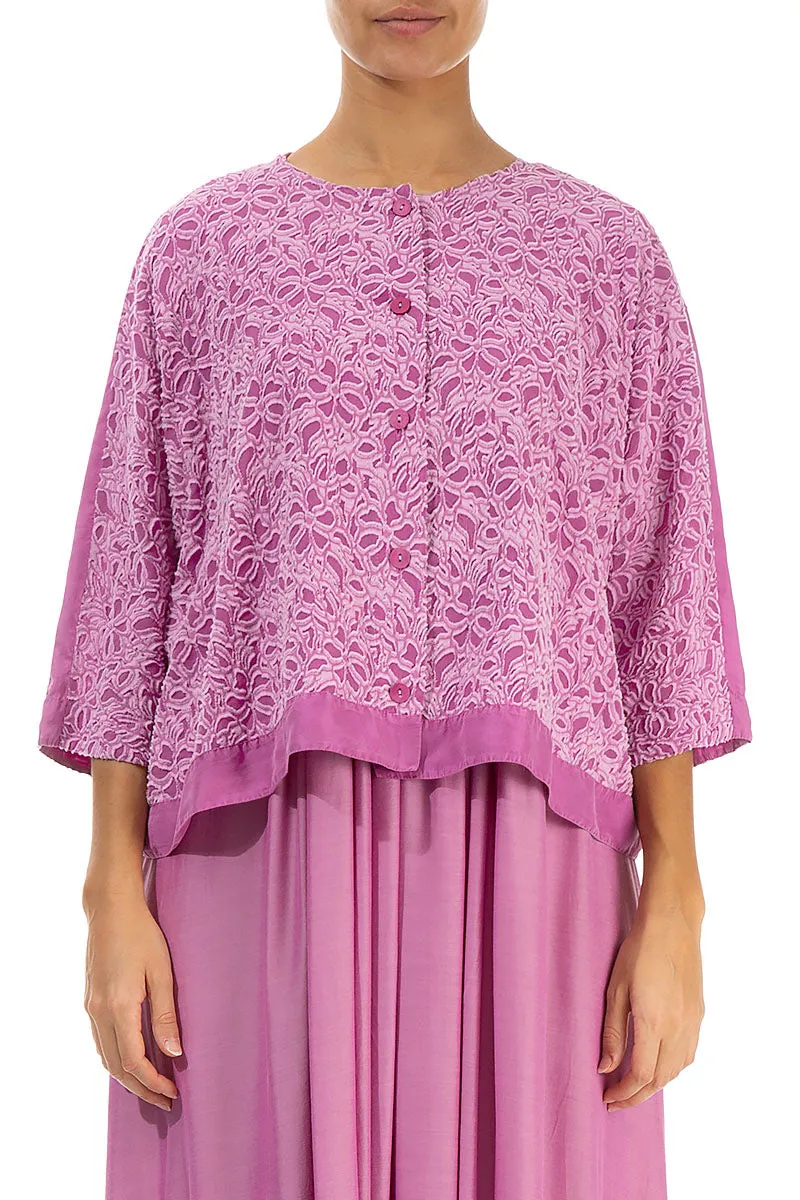 Boxy Floral Wild Berry Silk Jacket