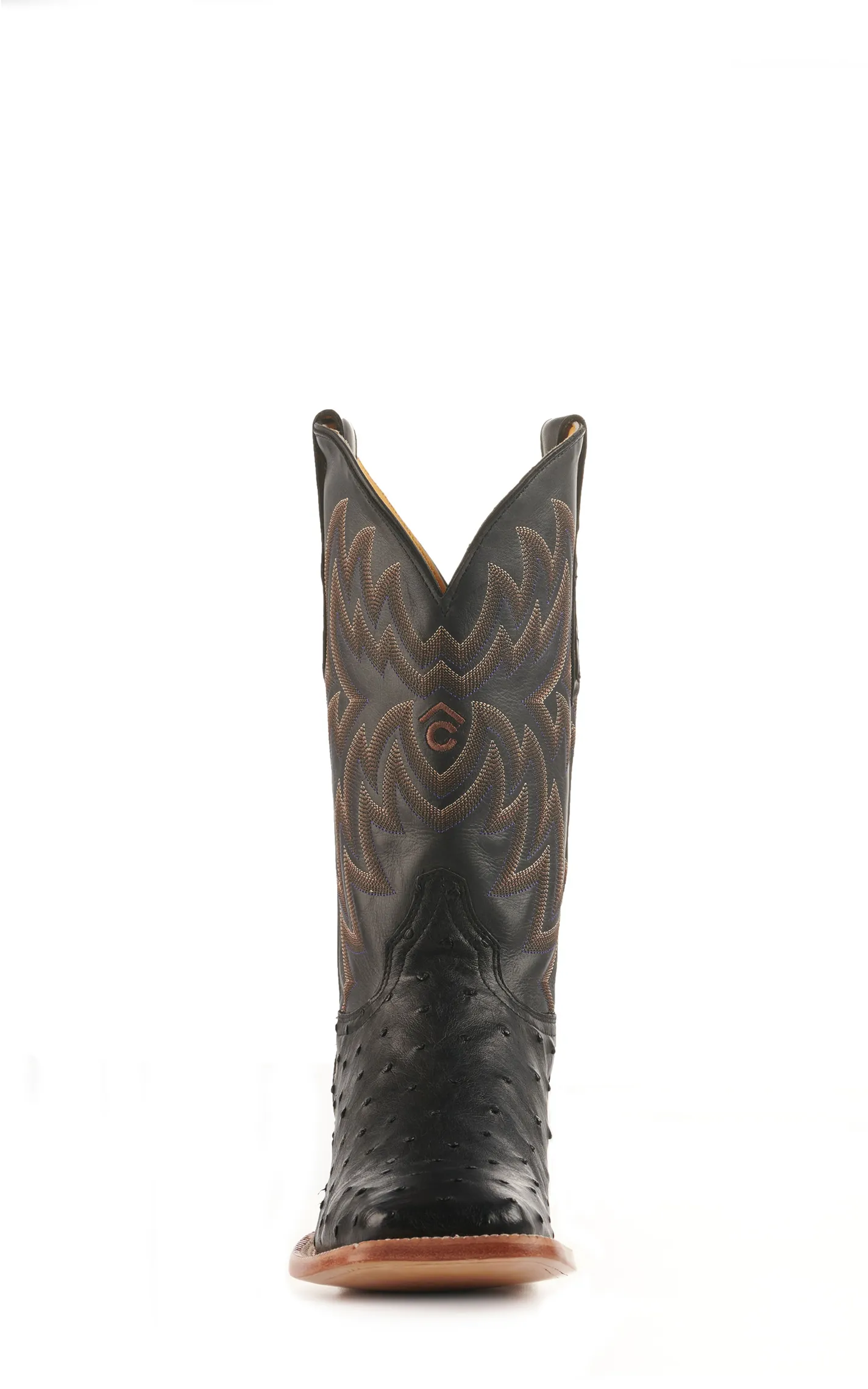 Cavender's Men's Black Full Quill Ostrich Rafter C Wide Square Toe Exotic Cowboy Boots