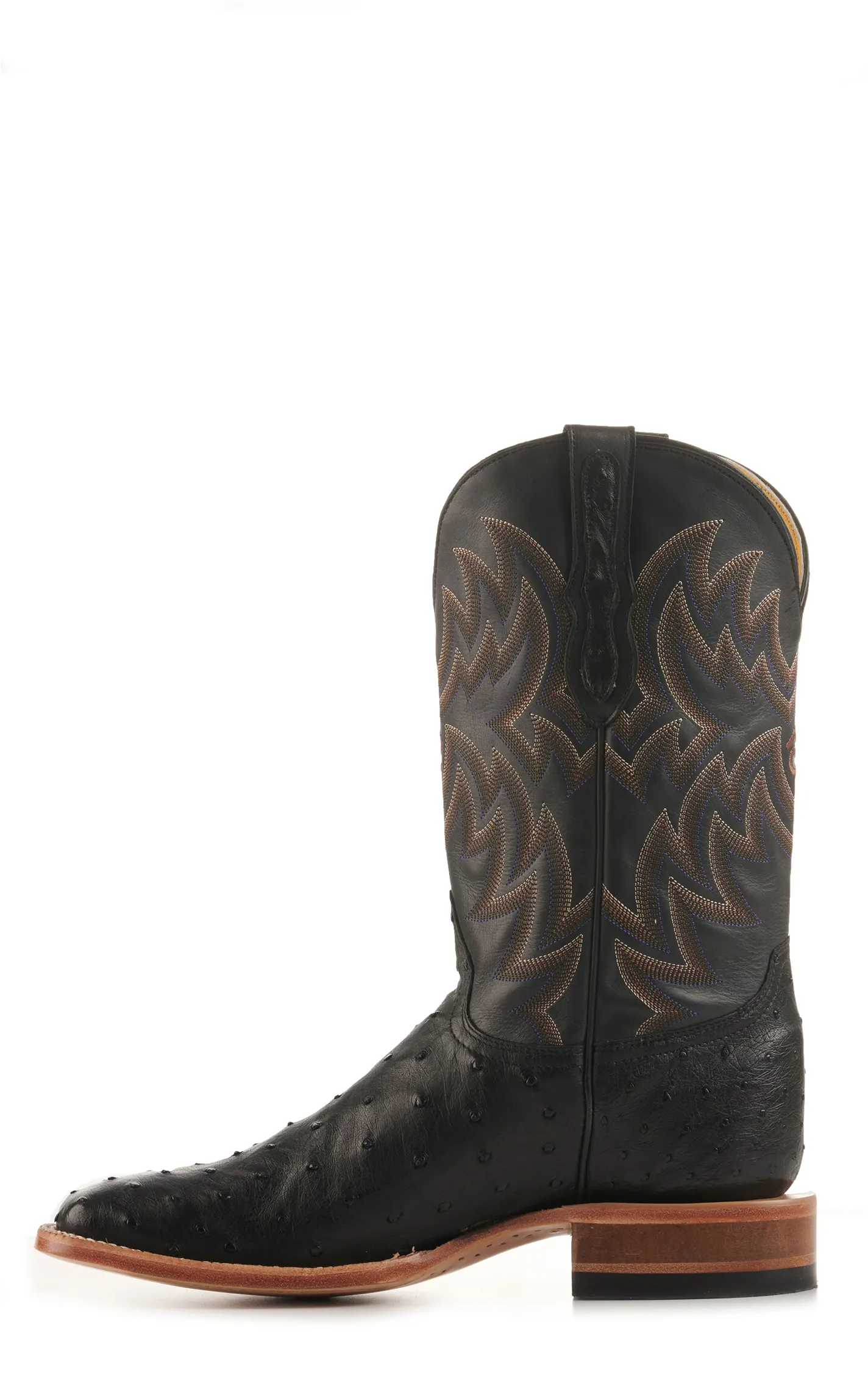 Cavender's Men's Black Full Quill Ostrich Rafter C Wide Square Toe Exotic Cowboy Boots