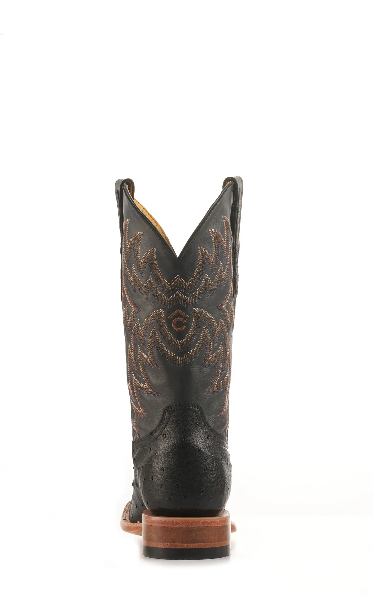 Cavender's Men's Black Full Quill Ostrich Rafter C Wide Square Toe Exotic Cowboy Boots