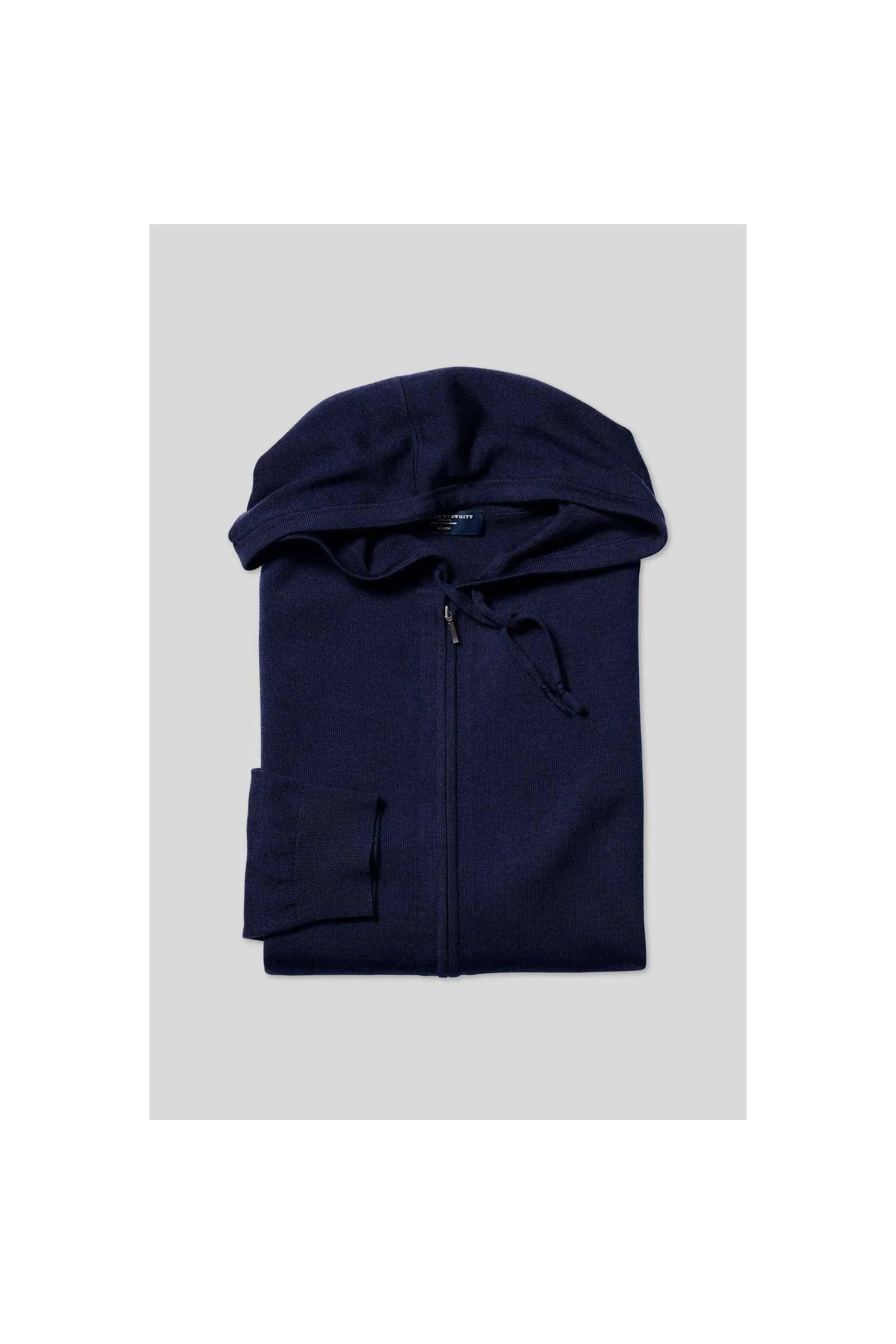 CHARLES TYRWHITT Navy Blue Pure Merino Hooded Zip Through Navy Men Hoodies