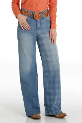 Cinch Womens Wide Leg Light Stone Jeans