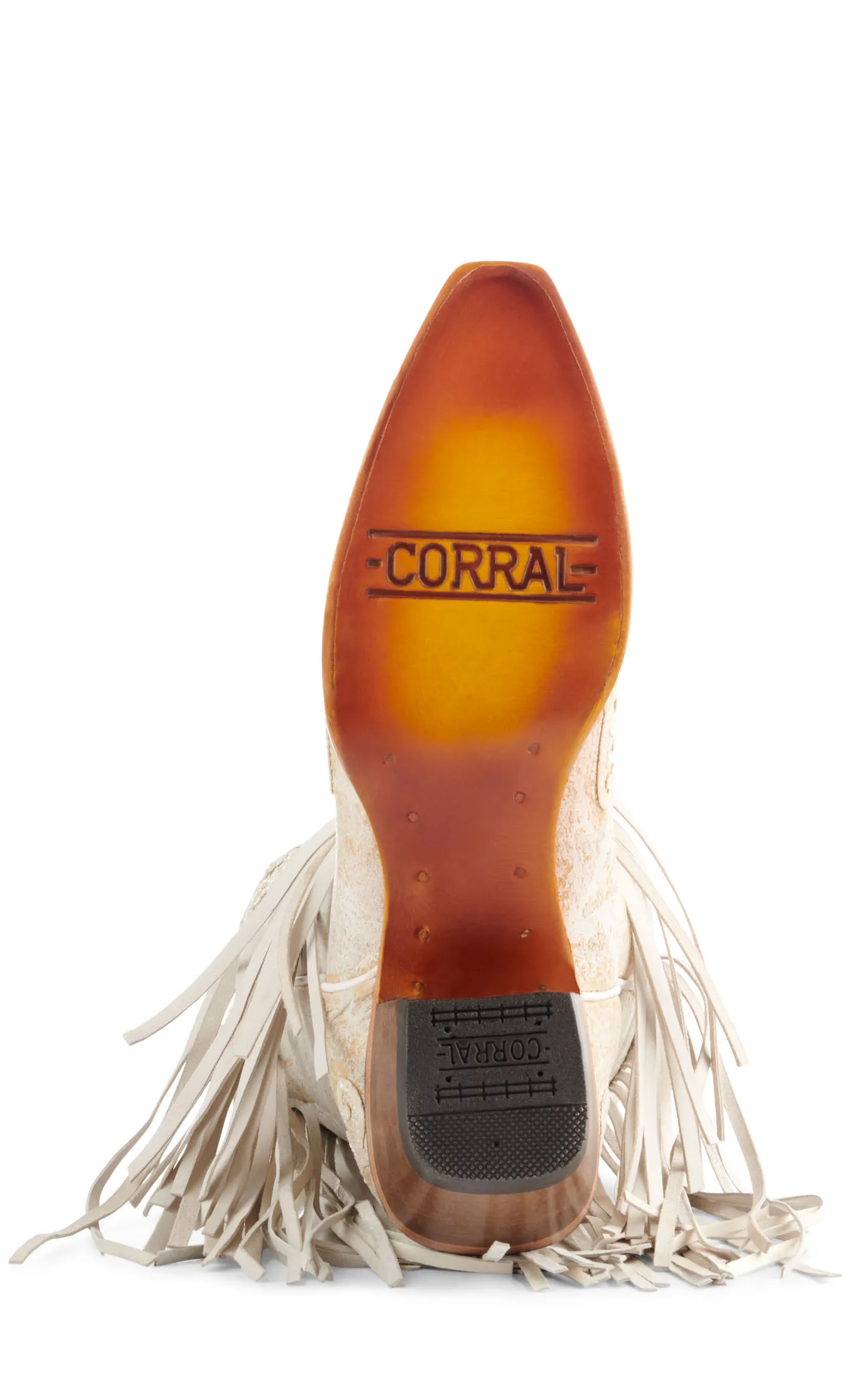 Corral Girls' White with Glitter Overlay and Fringe Snip Toe Cowboy Boots