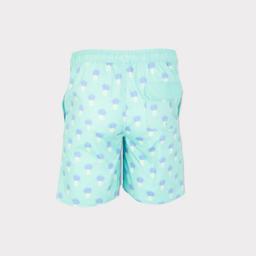 Cousin Skully Stretch Shorts Aqua