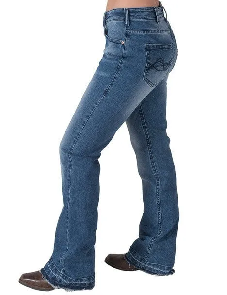 Cowgirl Tuff Womens Loosen Up Medium Wash Cotton Blend Jeans