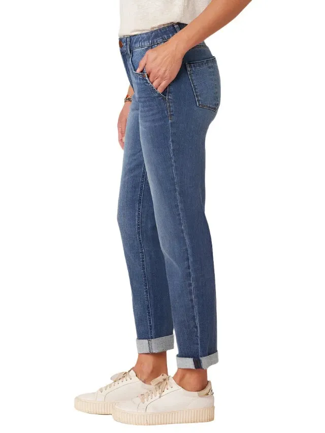 Democracy Womens Absolution Mid-Rise Girlfriend Jeans with Side Entry Pockets