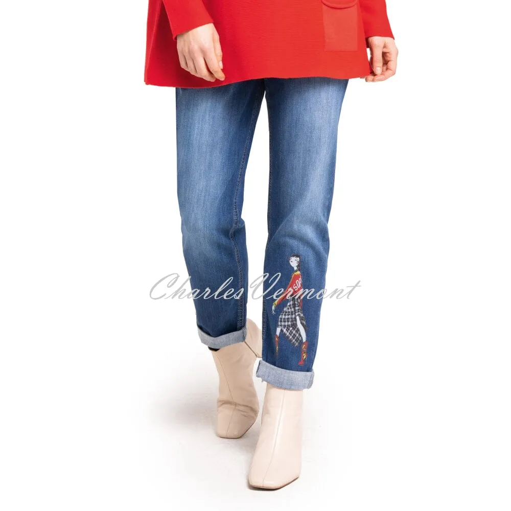 Doris Streich Jeans With Comic Motif Detail - Style 842195-56