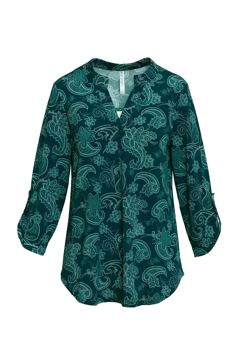 Figure It Out Top - Hunter Green Paisley