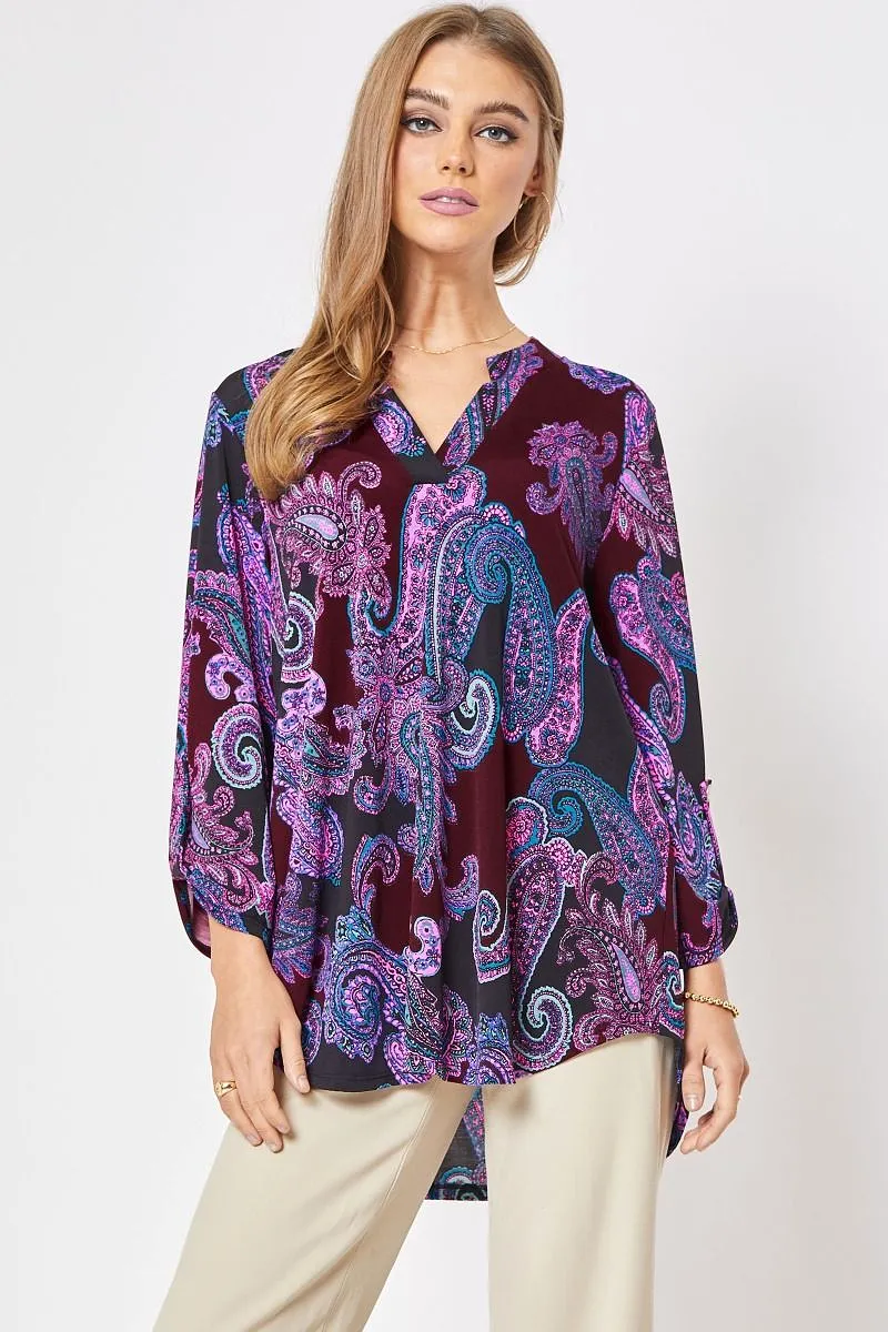 Figure It Out Top - Maroon Paisley