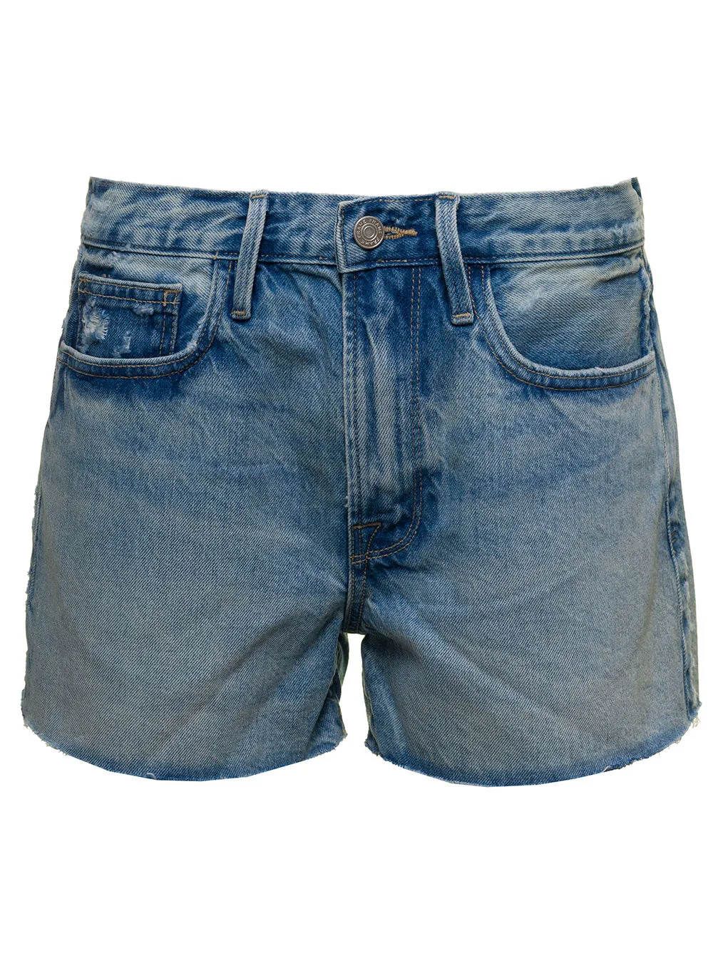 Frame Le Brigette Faded Destroyed Denim Shorts