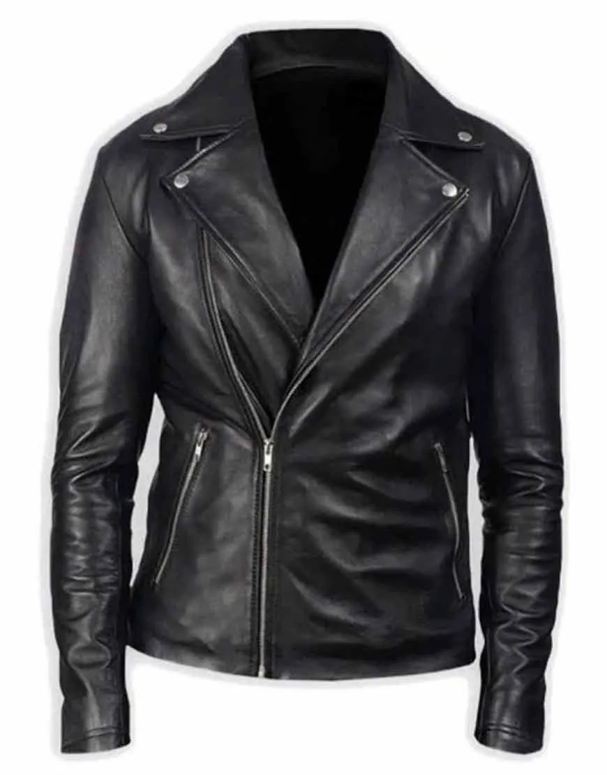 G-Eazy Black Leather Jacket | G-Easy Black Printed Back Leather Jacket