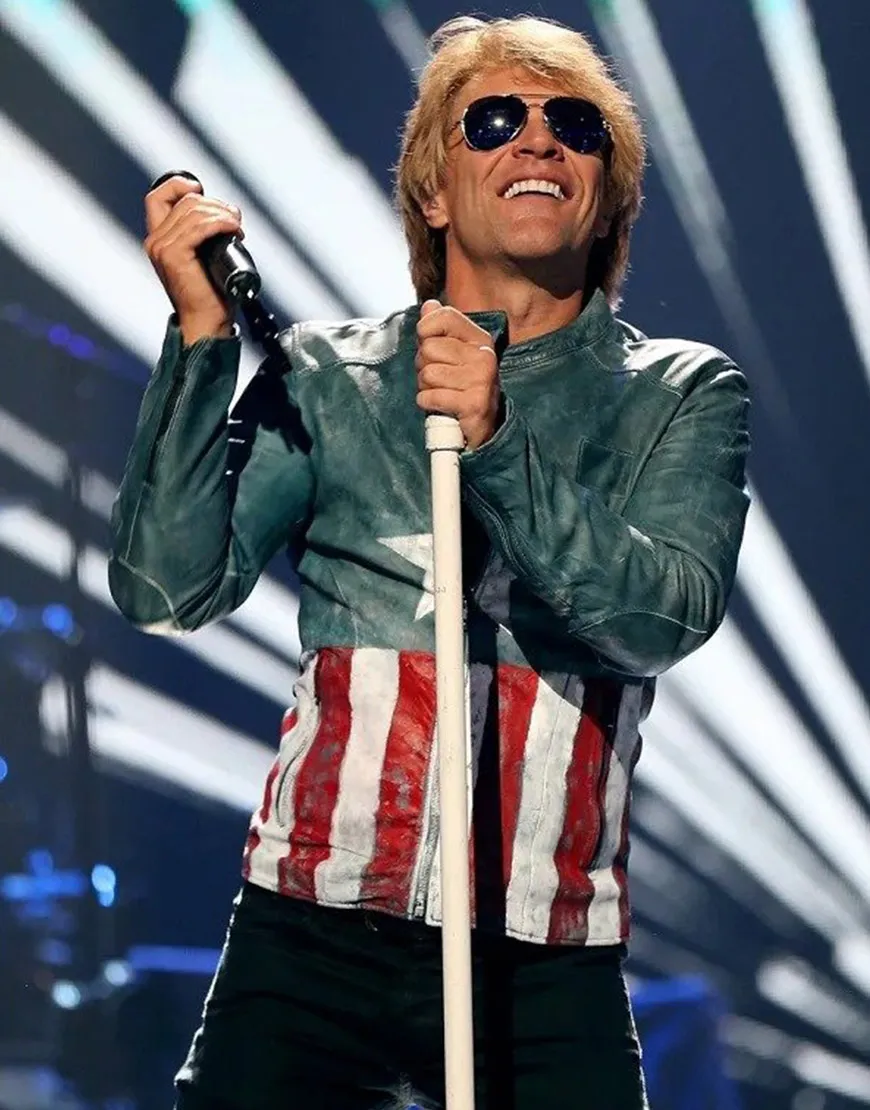 Jon Bon Jovi USA Flag Leather Jacket | Independence Day Jacket