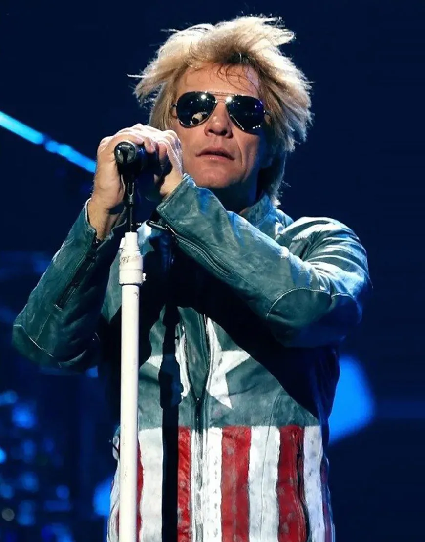 Jon Bon Jovi USA Flag Leather Jacket | Independence Day Jacket