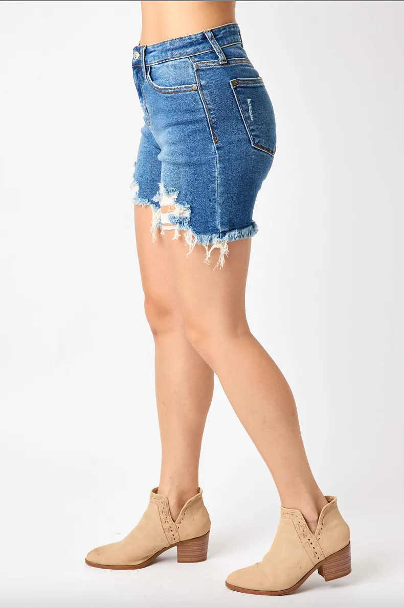 Judy Blue Destroyed Fray Hem Shorts