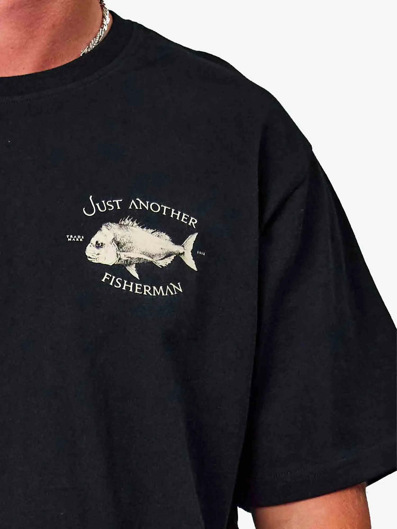 Just Another Fisherman Snapper Logo Tee - Black / Antique White