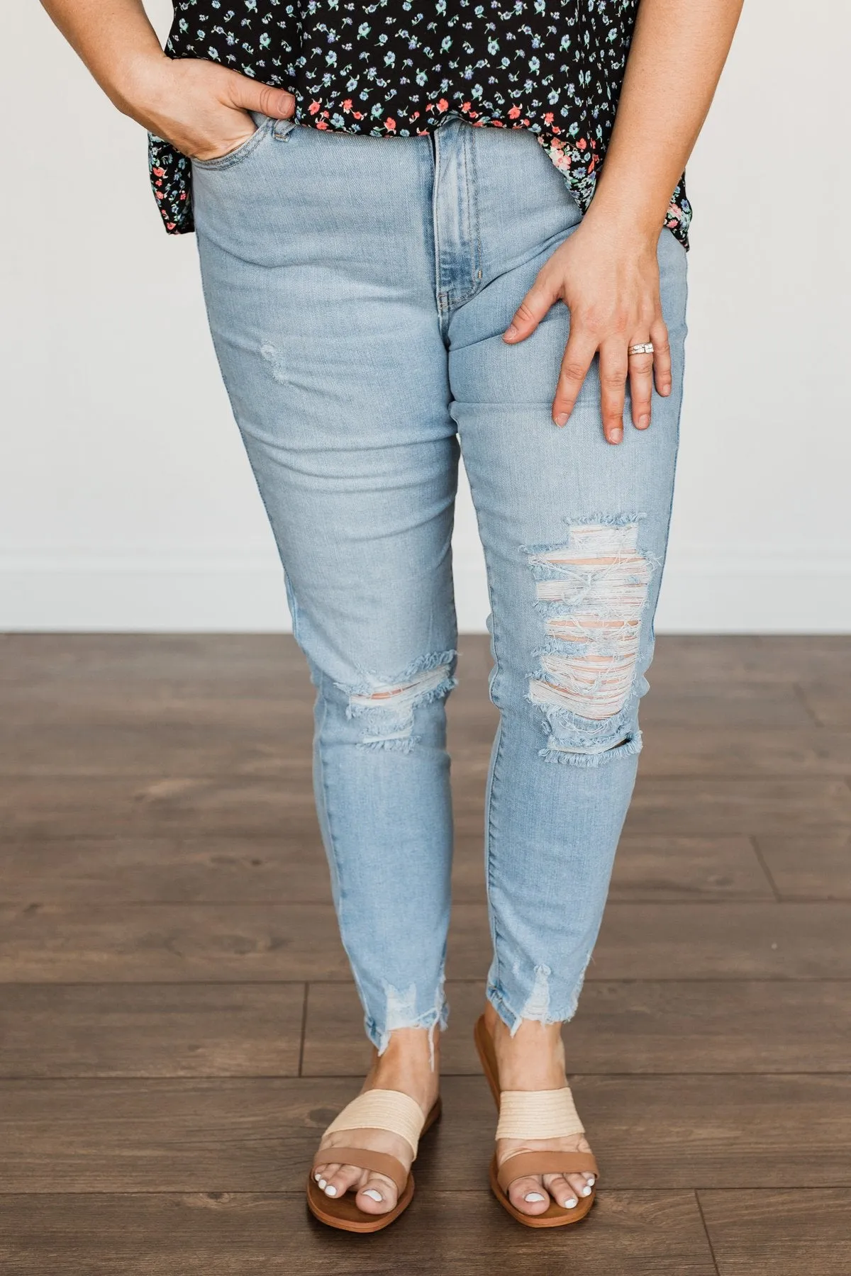 Just USA Distressed Skinny Jeans- Iris Wash