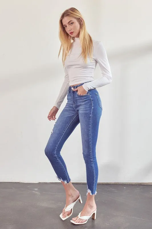 Kan Can High Rise Ankle Skinny Jeans