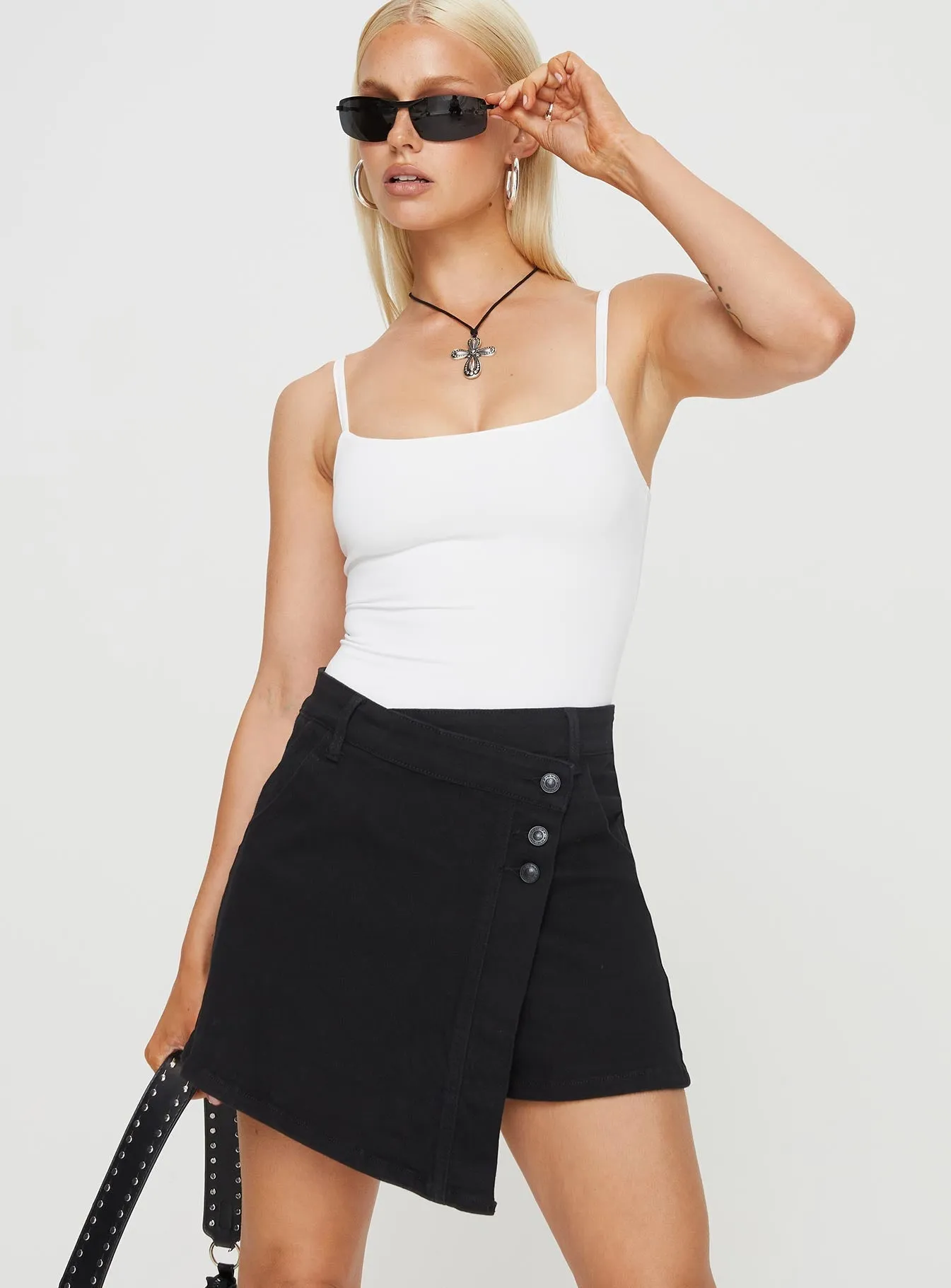 Kaycie Wrap Skort Black Denim