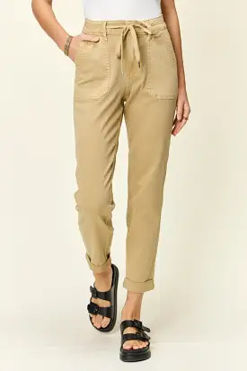 Khaki Full Size High Waist Jogger Jeans