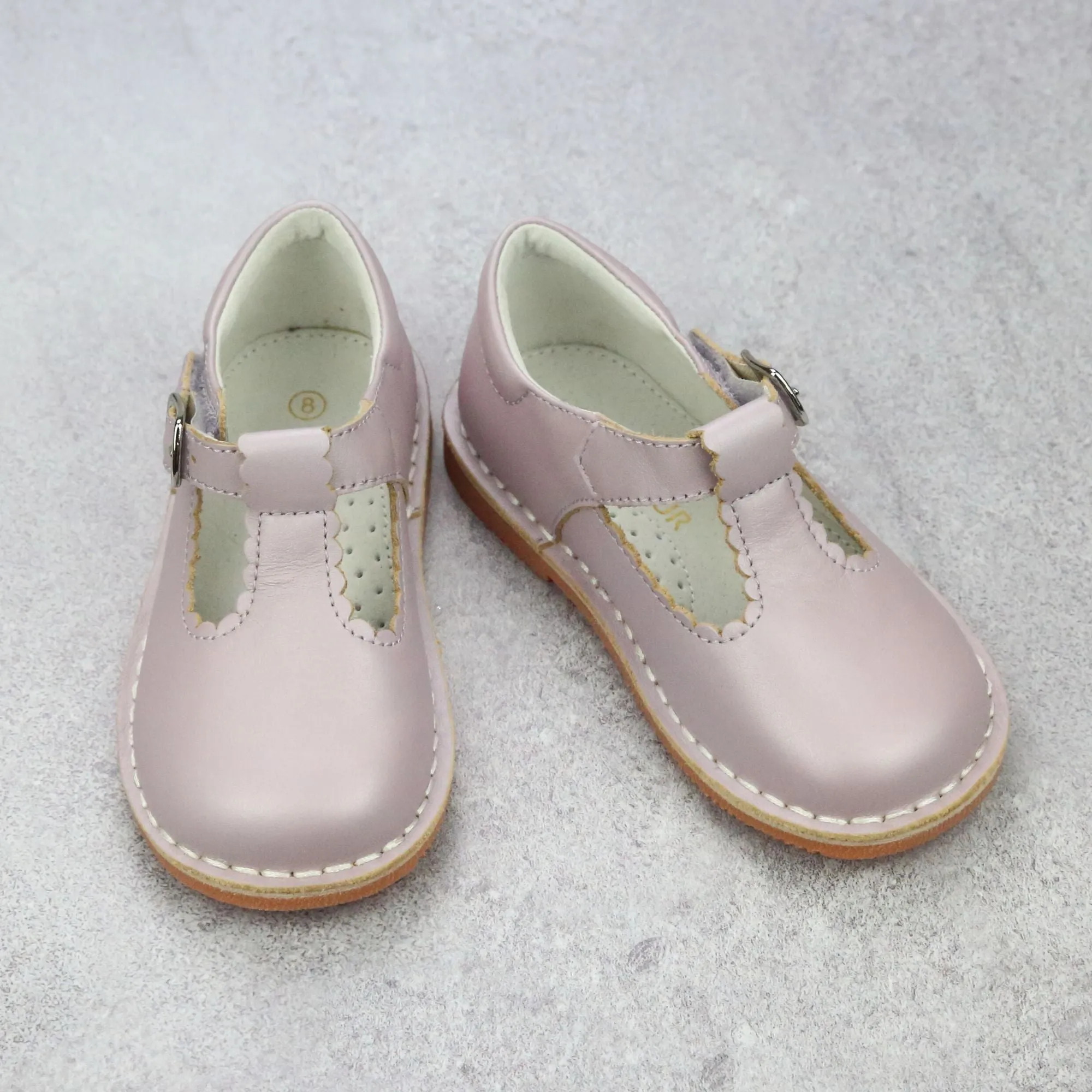 L'Amour Girls Selina Pastel Scalloped T-Strap Mary Janes