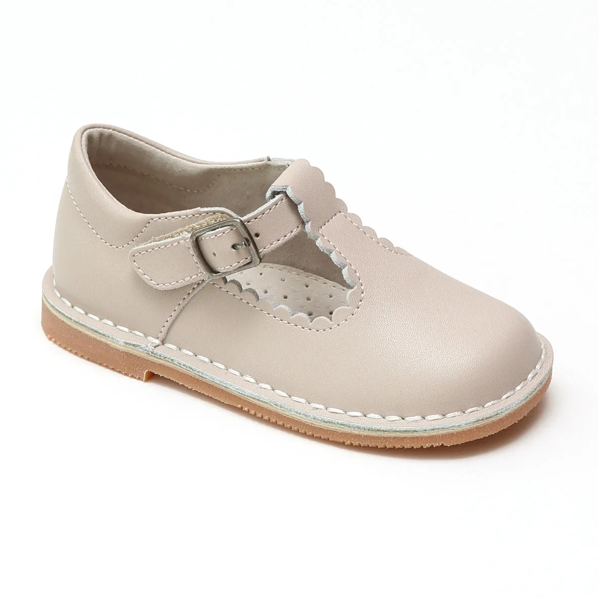 L'Amour Girls Selina Scalloped T-Strap Mary Janes