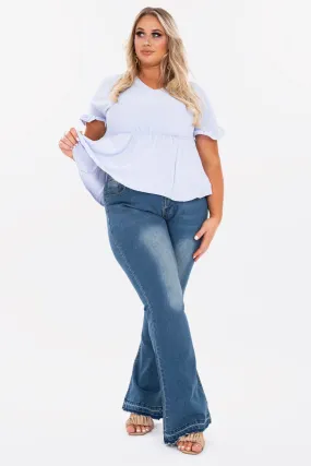 Light Blue Plus Denim Flared Jeans