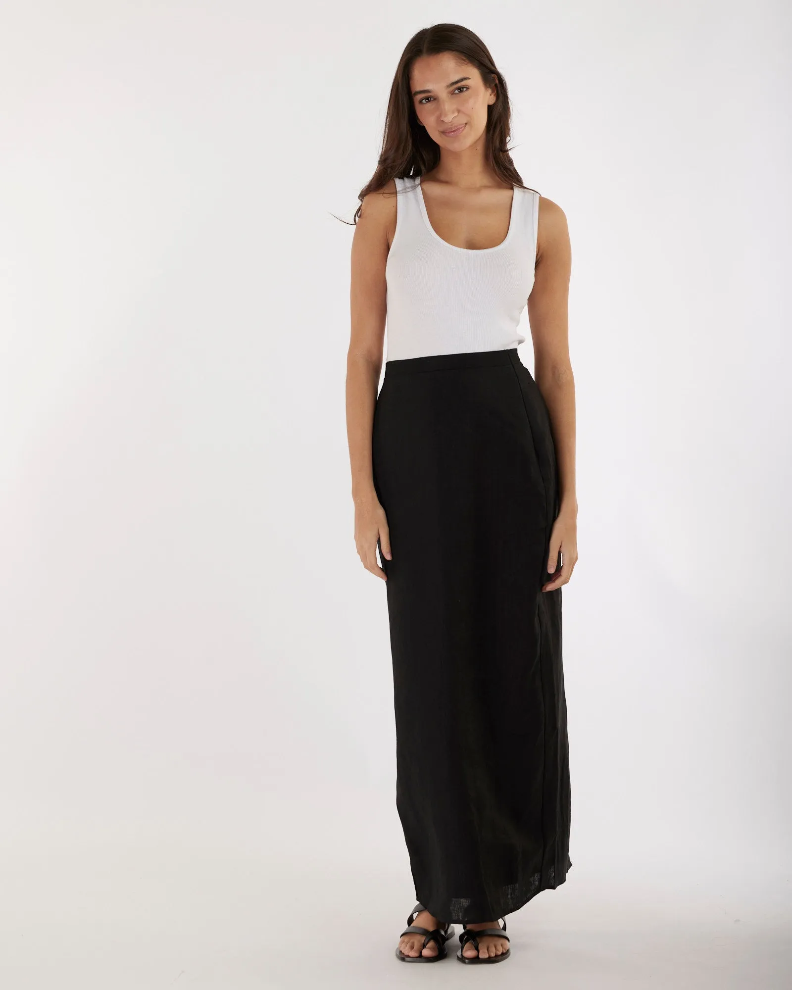 Mabel Linen Skirt - Black