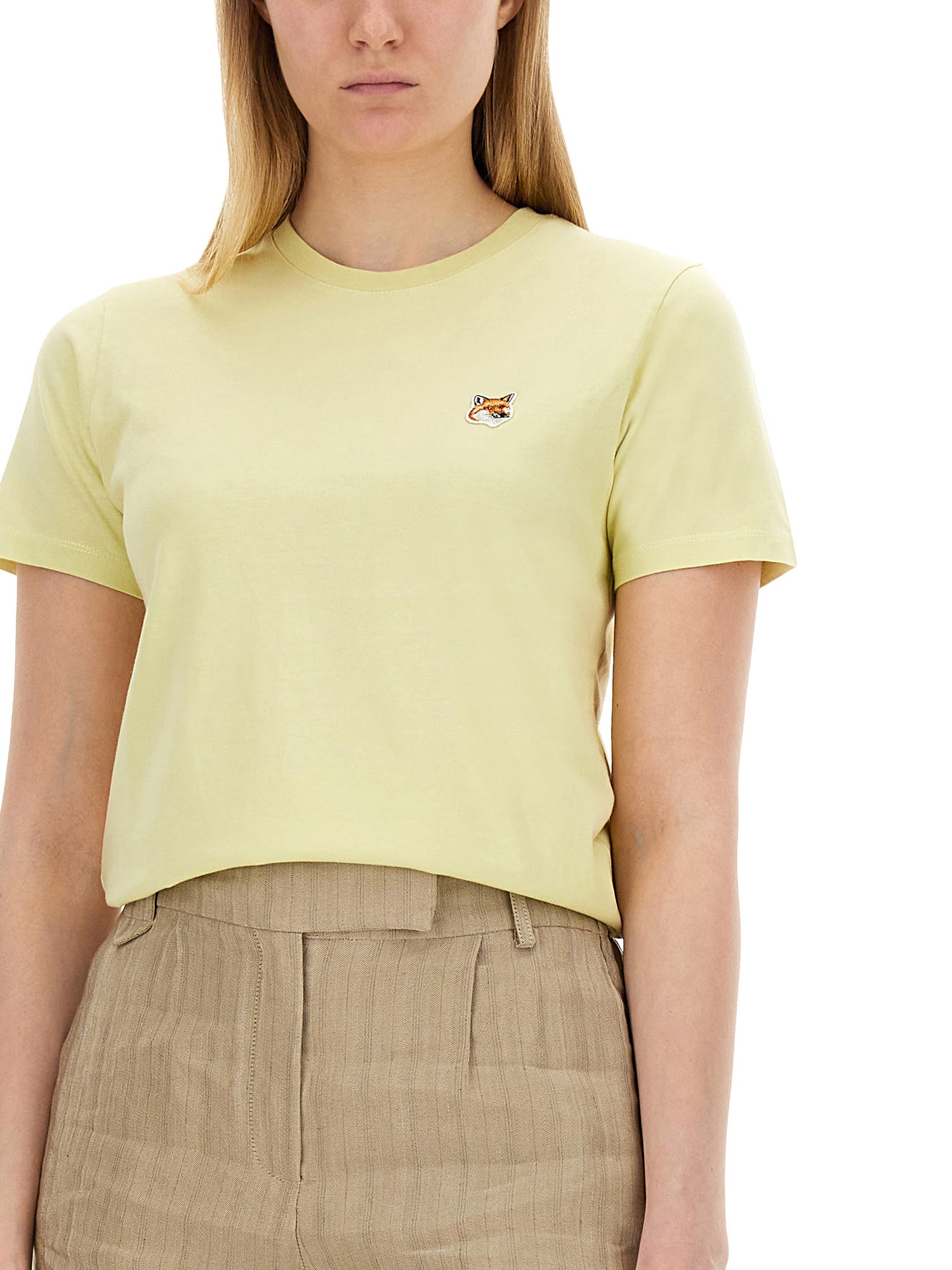 MAISON KITSUNÉ    COTTON JERSEY FOX PATCH T-SHIRT