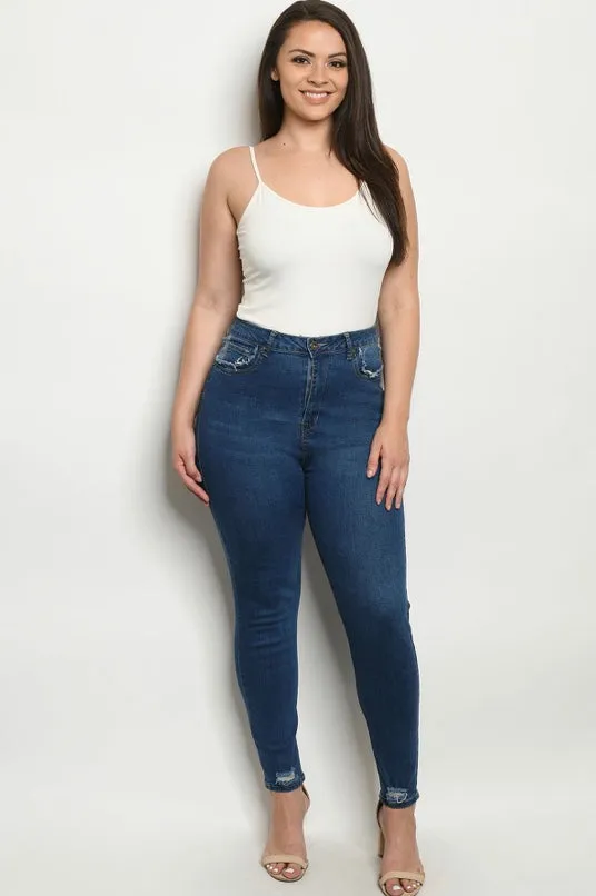 Medium Blue Denim Jeans Plus Size