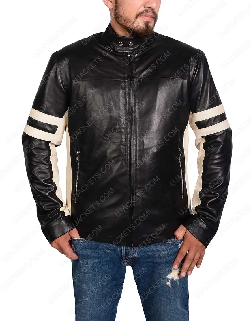 Mens Black Cafe Racer Retro Leather Jacket - Ujackets