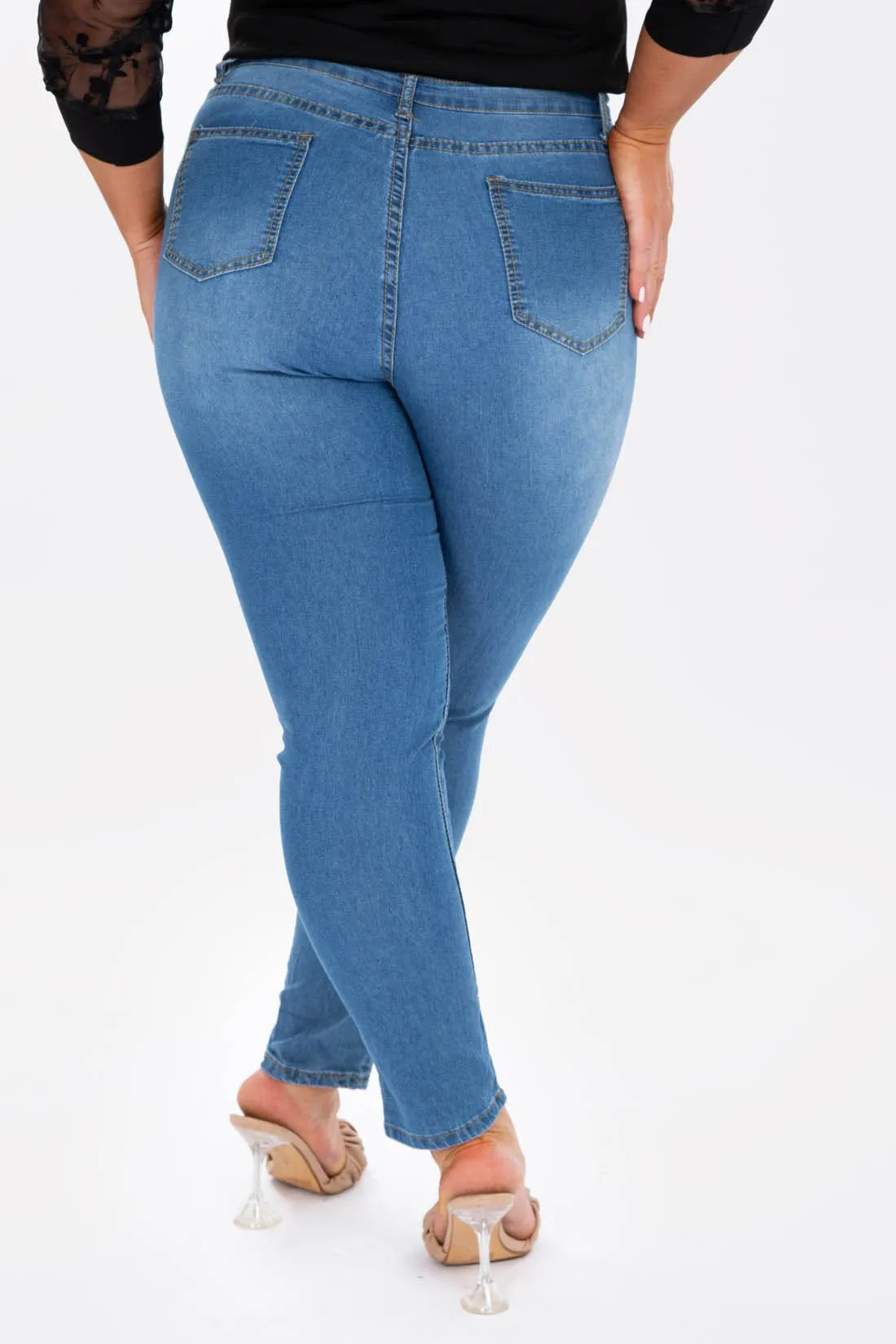 Midwash Plus Skinny Jeans With Zip Detailing