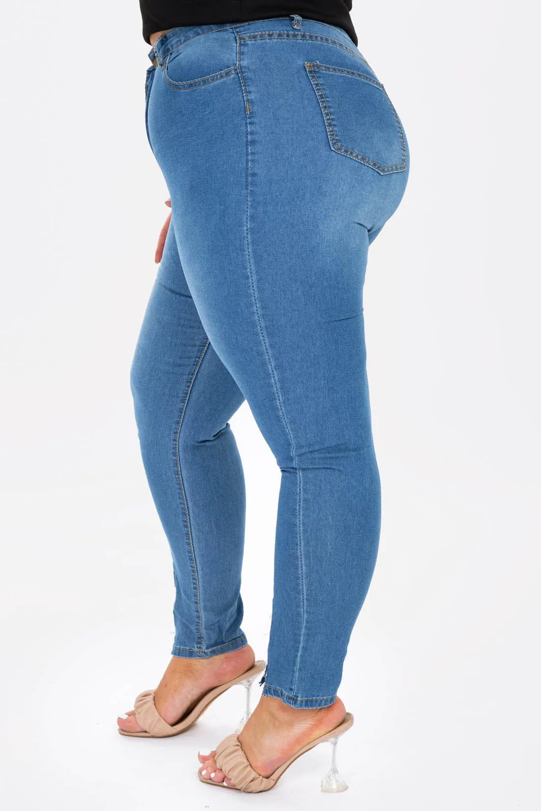 Midwash Plus Skinny Jeans With Zip Detailing