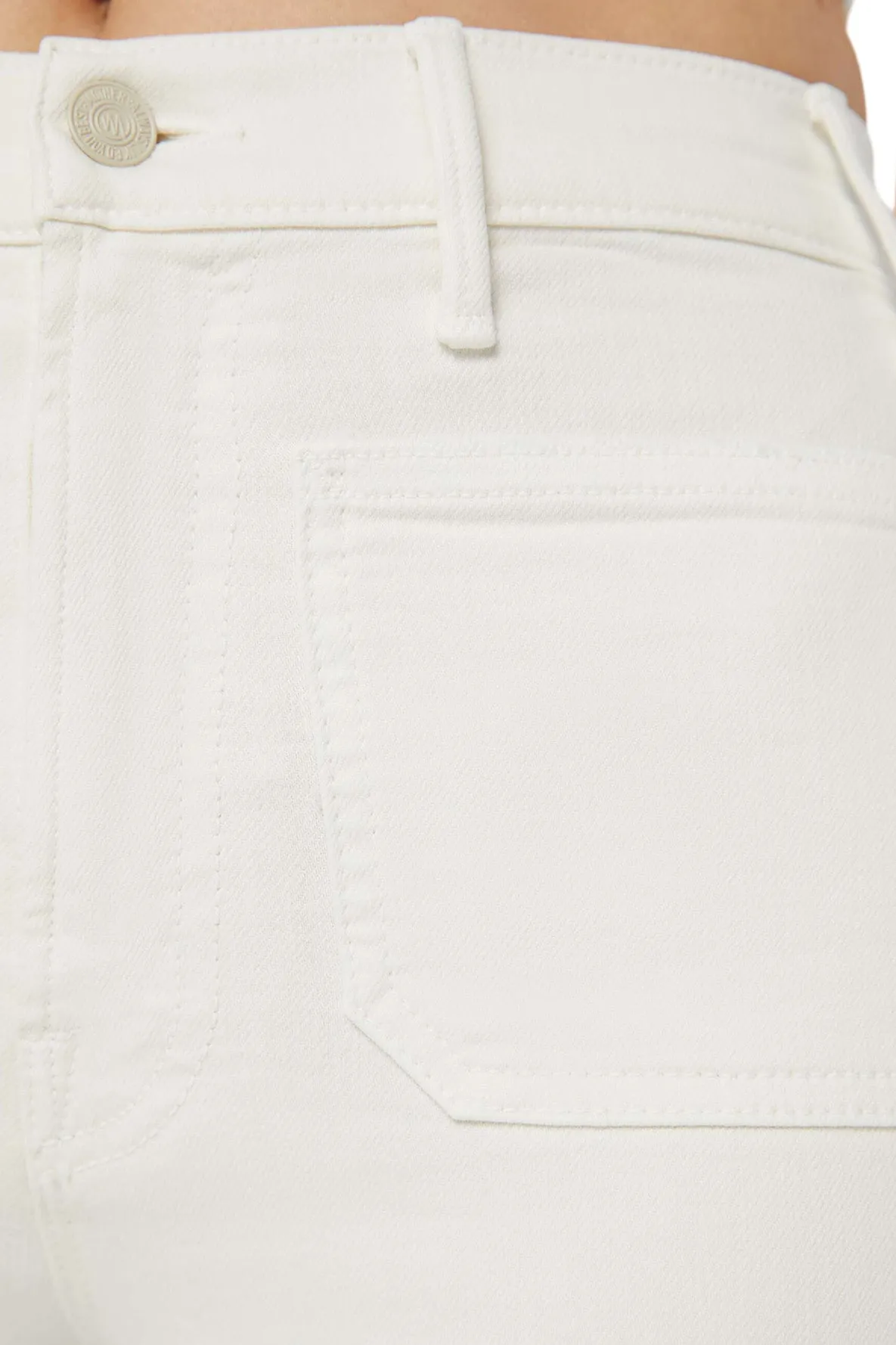 MOTHER Denim Hustler Patch Pocket Flood in Cream Puffs