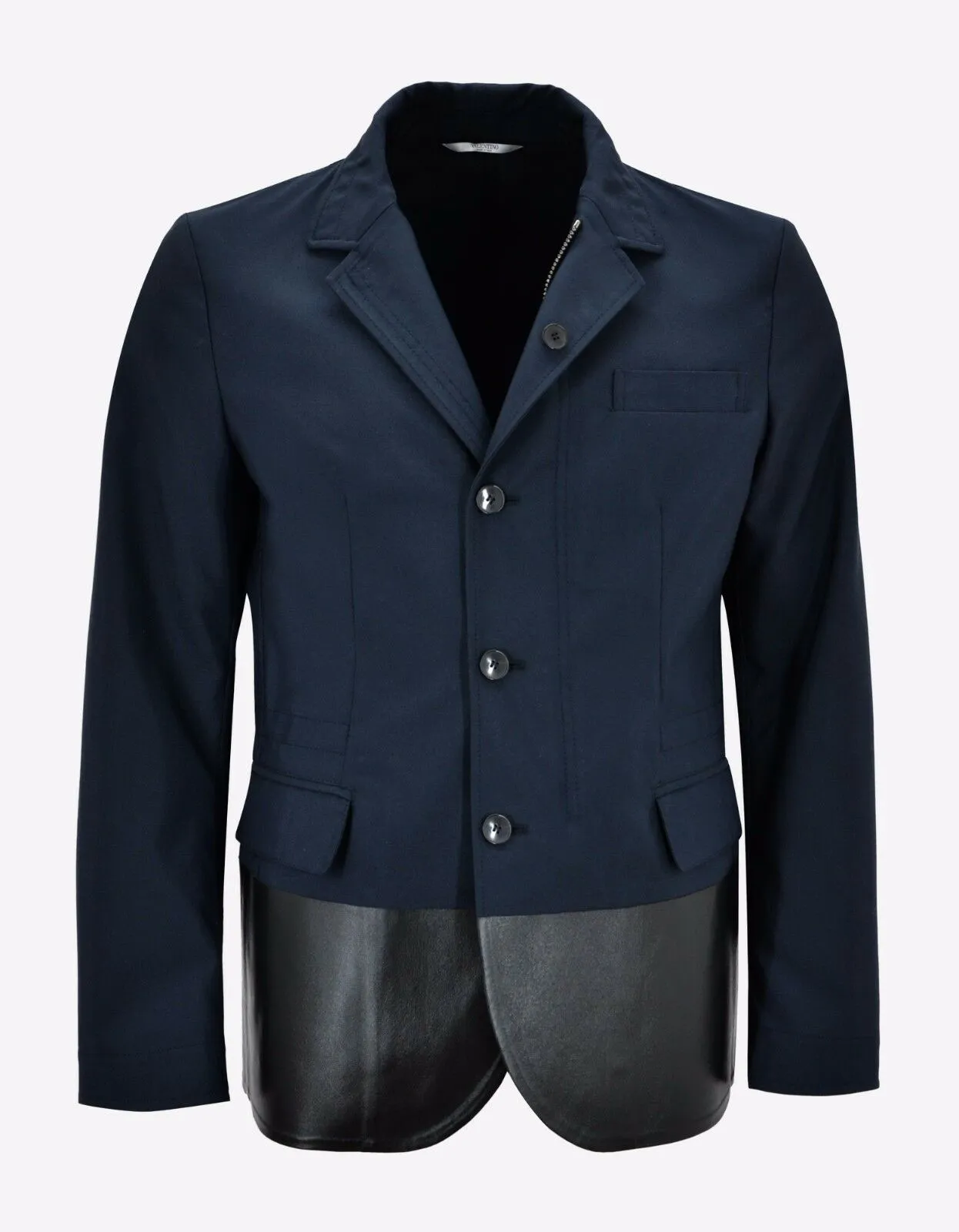 Navy Blue Jacket with Leather Panel