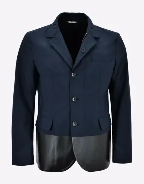 Navy Blue Jacket with Leather Panel