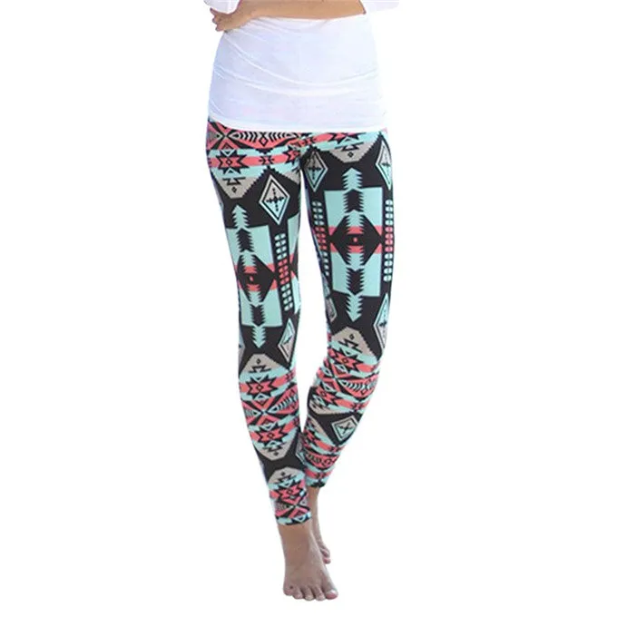 New Women Plus Size Tribal Aztec Printed Leggings 9 Colors Long Soft Size S-XLSM6